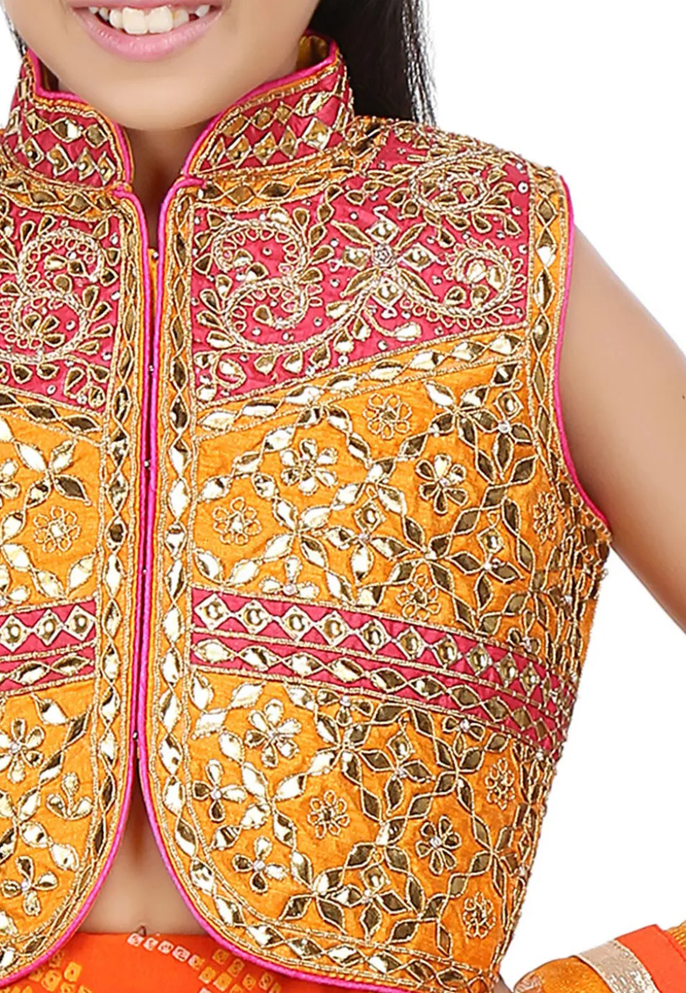 Bandhej Georgette A Line Lehenga in Orange