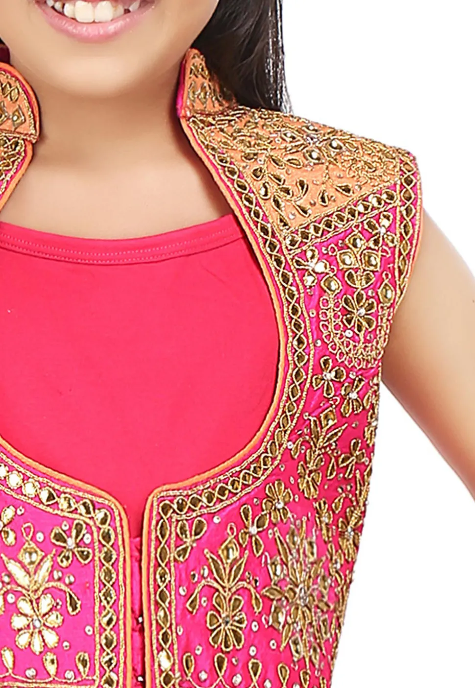 Bandhej Georgette A Line Lehenga in Pink