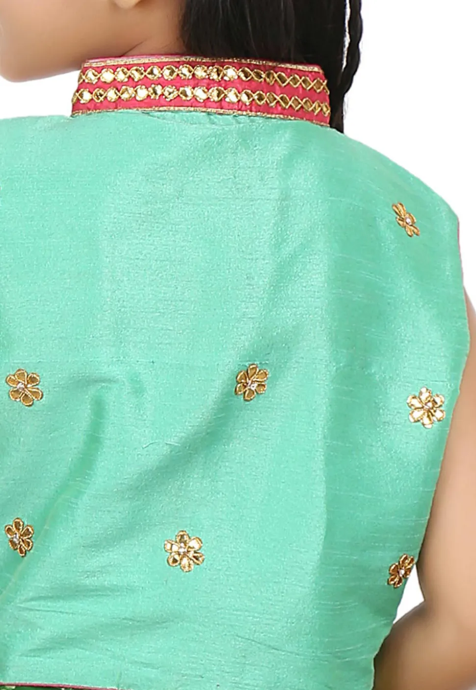 Bandhej Georgette Circular Lehenga in Green