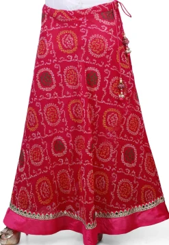 Bandhej Georgette Long Skirt in Magenta