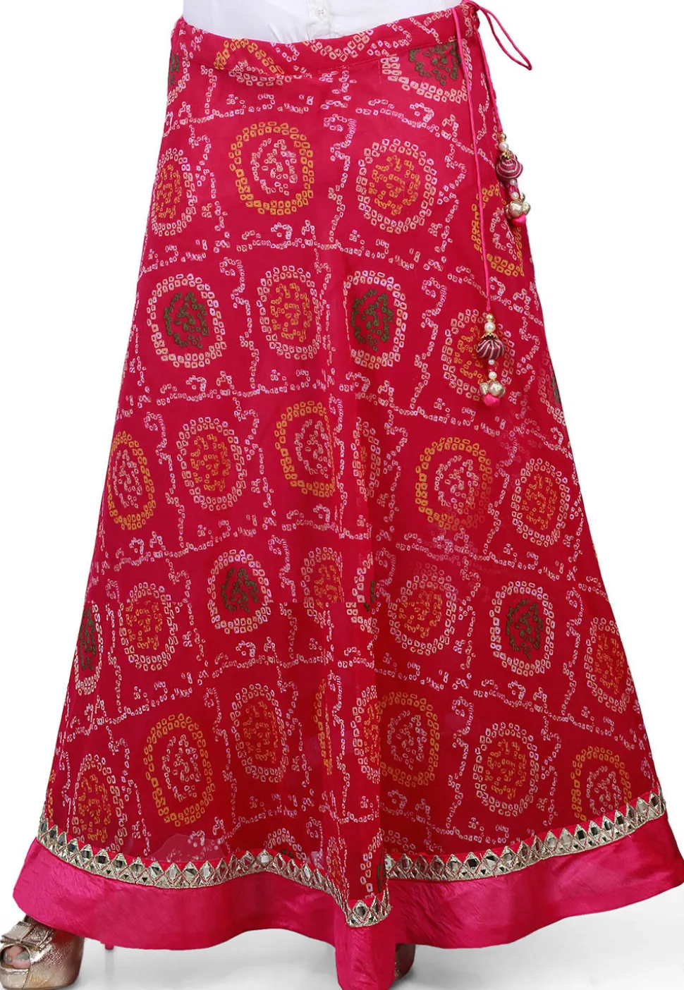 Bandhej Georgette Long Skirt in Magenta