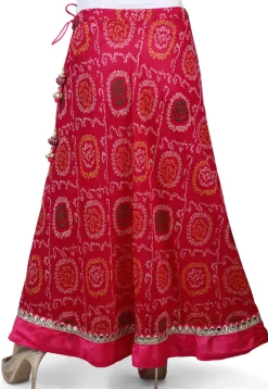 Bandhej Georgette Long Skirt in Magenta