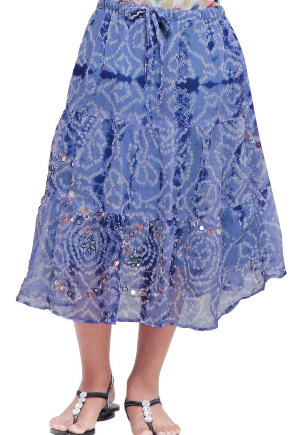 Bandhej Georgette Skirt in Light Blue