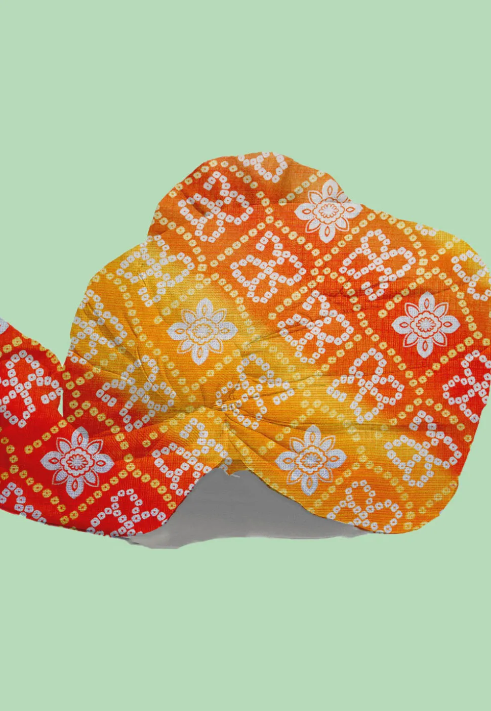 Bandhej Kota Silk Kids Turban in Orange and Yellow