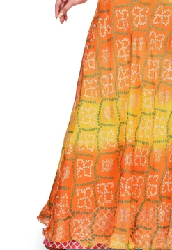 Bandhej Kota Silk Skirt in Multicolor
