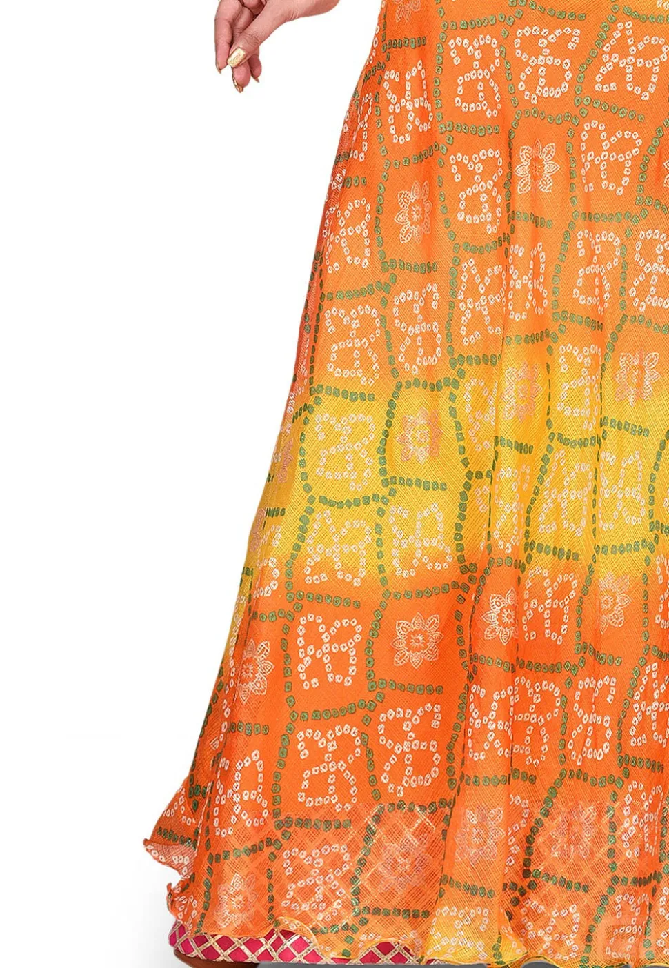 Bandhej Kota Silk Skirt in Multicolor