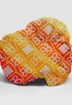 Bandhej Kota Silk Unisex Turban in Orange and Yellow