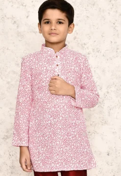 Bandhej Printed Cotton Kurta in White