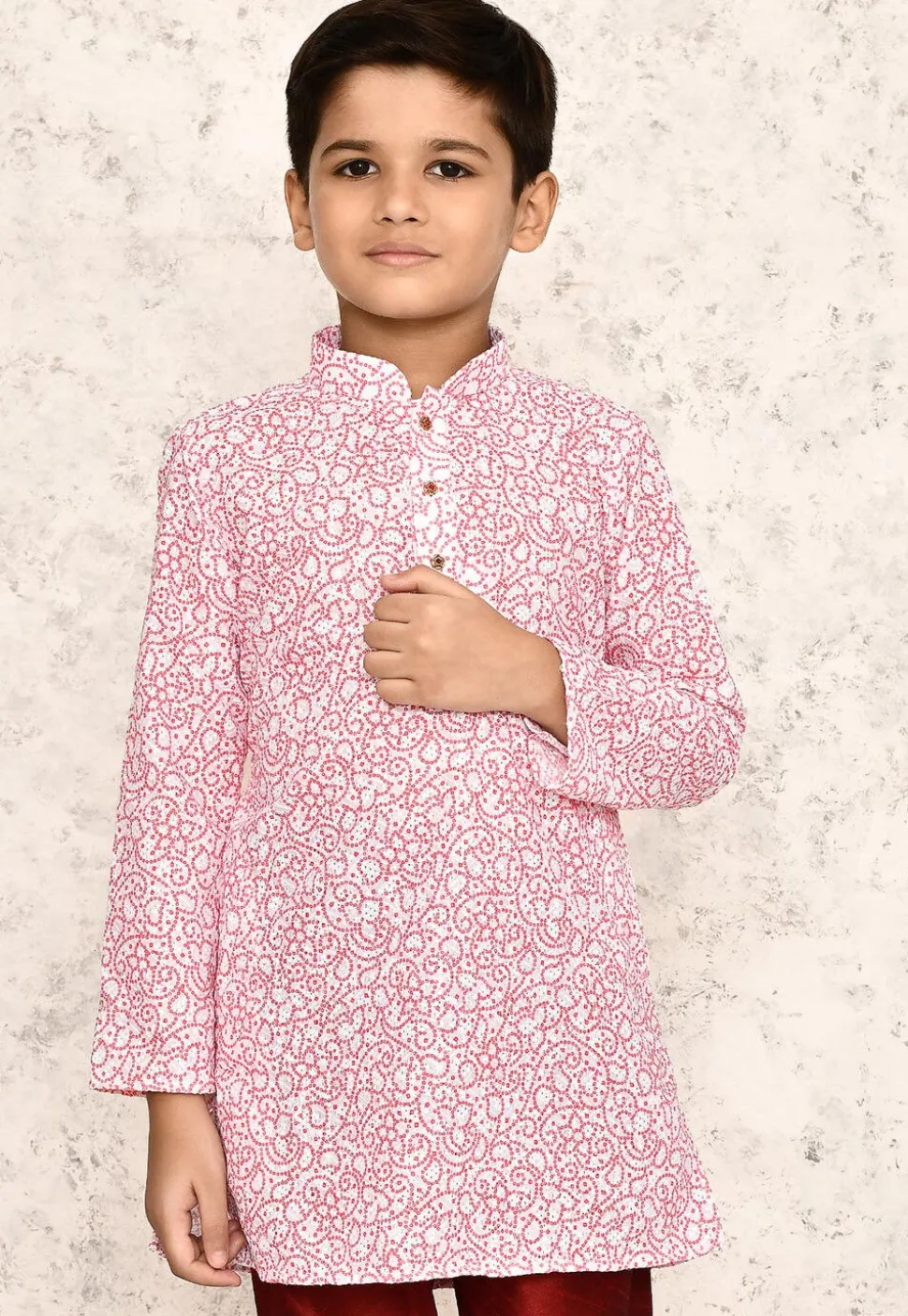 Bandhej Printed Cotton Kurta in White