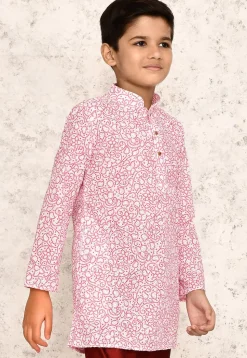 Bandhej Printed Cotton Kurta in White