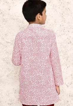 Bandhej Printed Cotton Kurta in White
