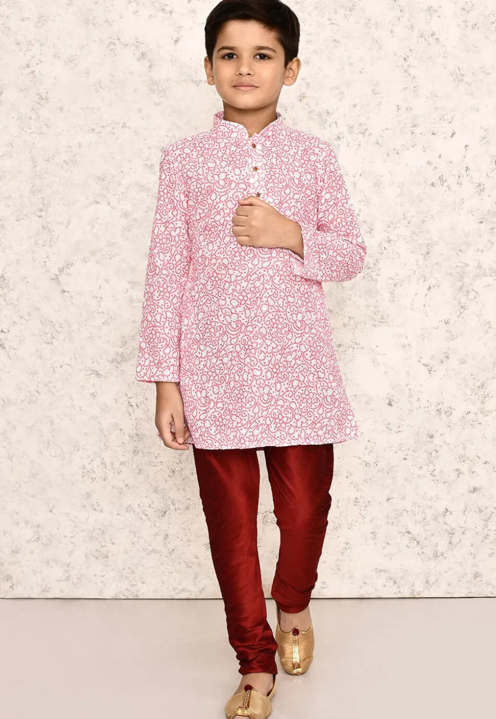 Bandhej Printed Cotton Kurta in White