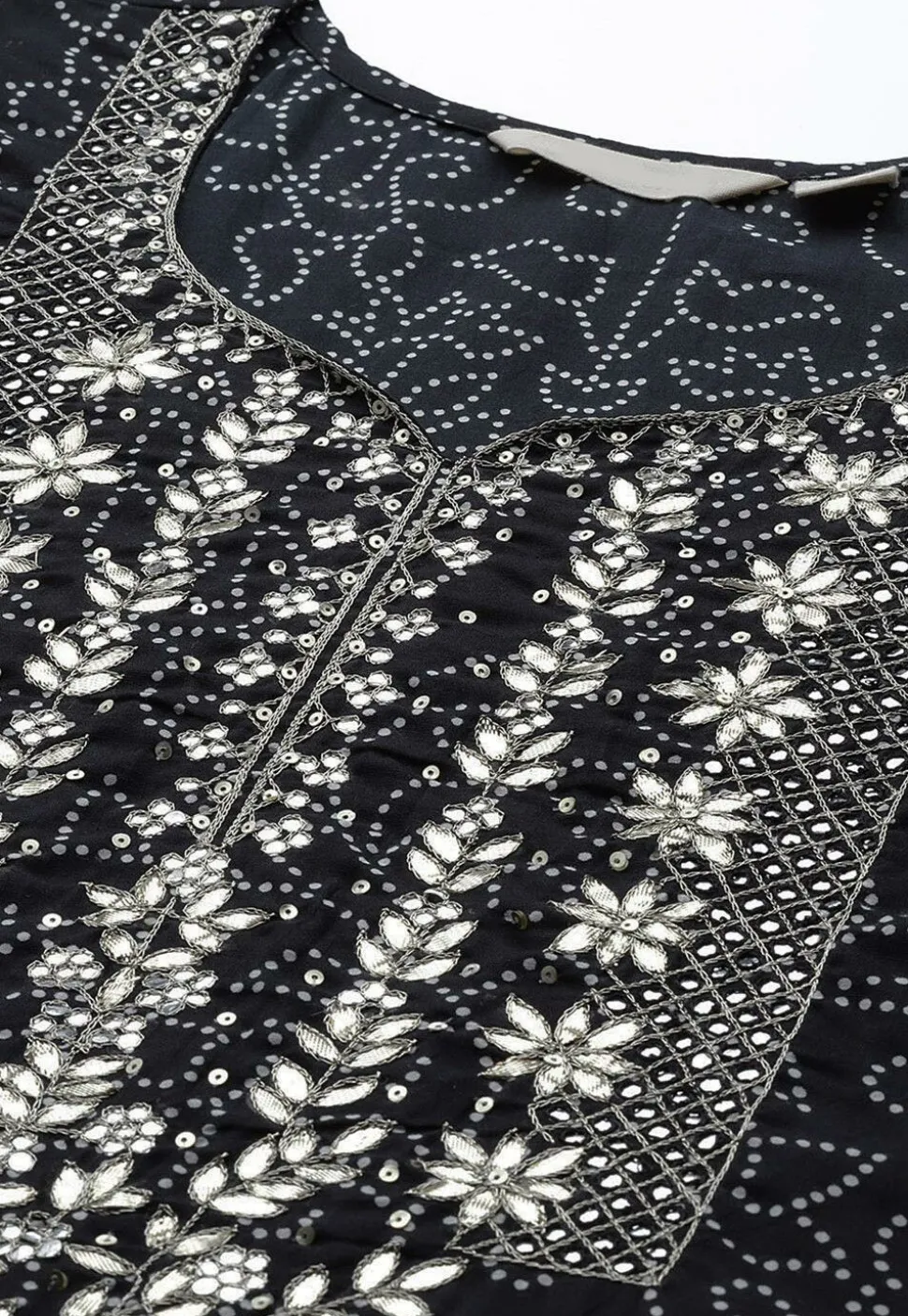 Bandhej Printed Cotton Pakistani Suit in Black