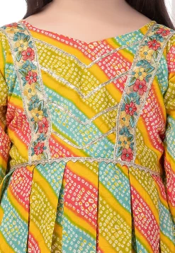 Bandhej Printed Cotton Peplum Style Top Set in Multicolor