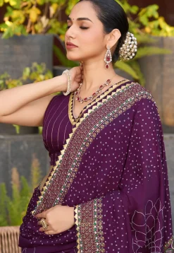 Bandhej Printed Cotton Saree in Violet
