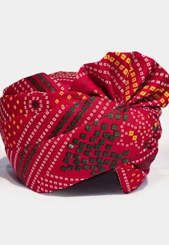 Bandhej Printed Cotton Unisex Turban in Maroon