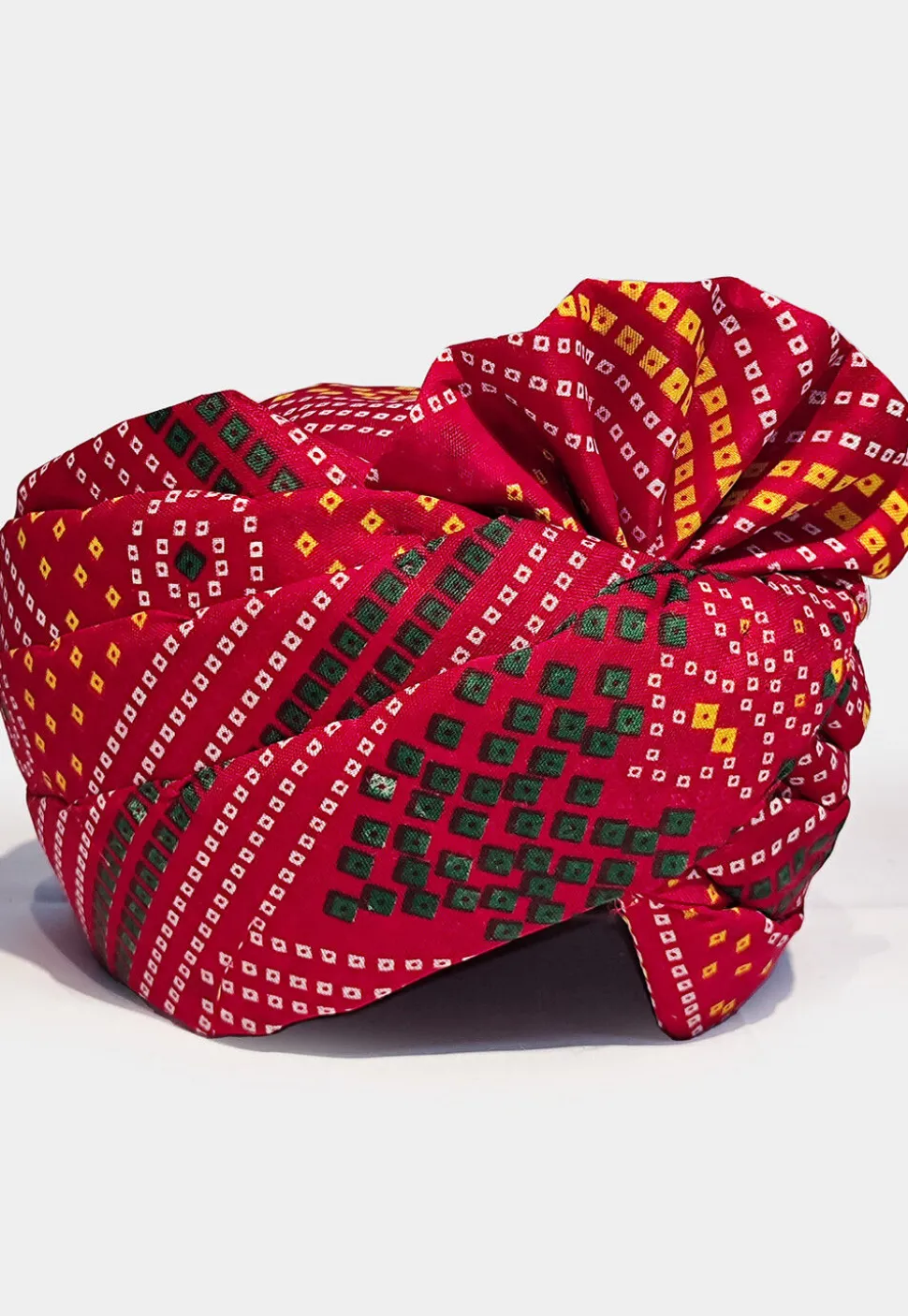 Bandhej Printed Cotton Unisex Turban in Maroon