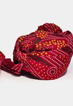 Bandhej Printed Cotton Unisex Turban in Maroon