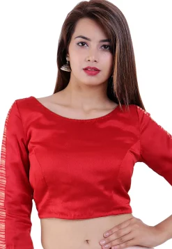 Bandhej Printed Crepe Blouse in Red
