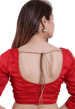 Bandhej Printed Crepe Blouse in Red