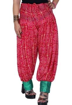 Bandhej Printed Crepe Harem Pant in Fuchsia