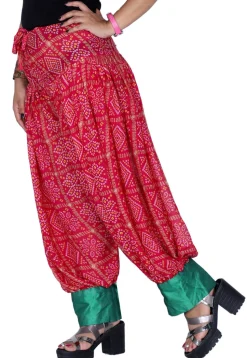 Bandhej Printed Crepe Harem Pant in Fuchsia