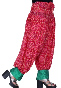 Bandhej Printed Crepe Harem Pant in Fuchsia