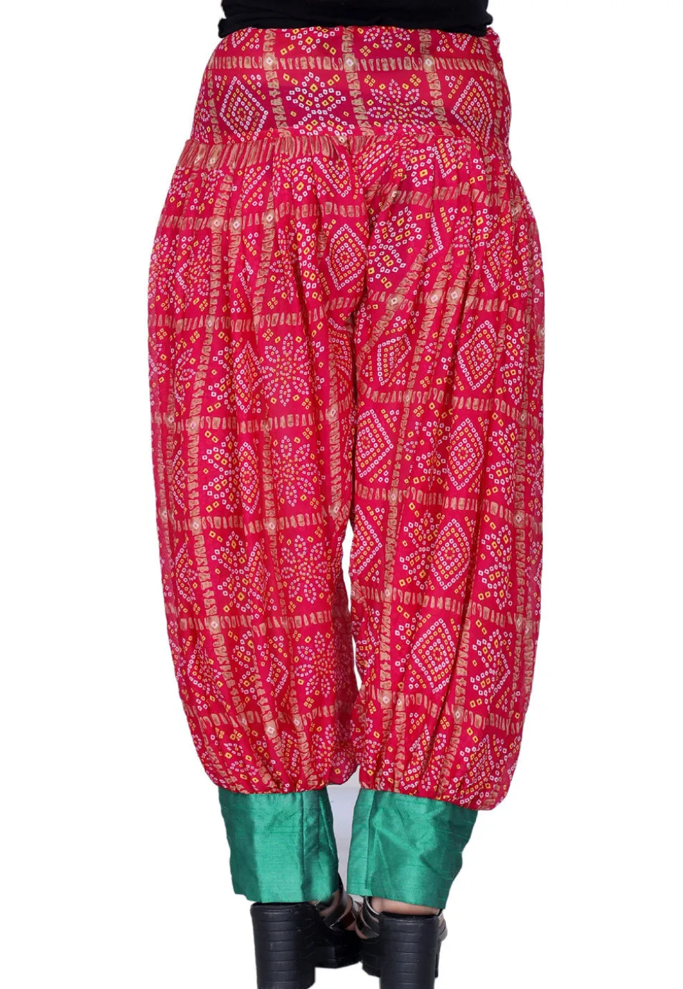 Bandhej Printed Crepe Harem Pant in Fuchsia