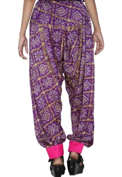 Bandhej Printed Crepe Patiala in Purple