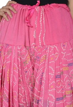 Bandhej Printed Crepe Patiala in Pink