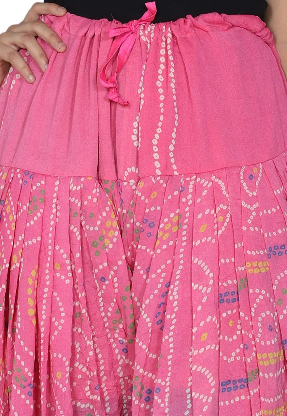 Bandhej Printed Crepe Patiala in Pink