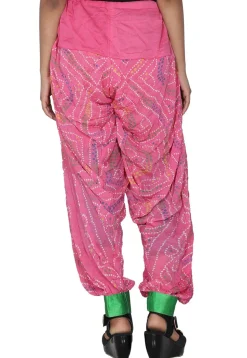 Bandhej Printed Crepe Patiala in Pink