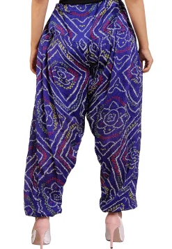 Bandhej Printed Crepe Patiala in Royal Blue