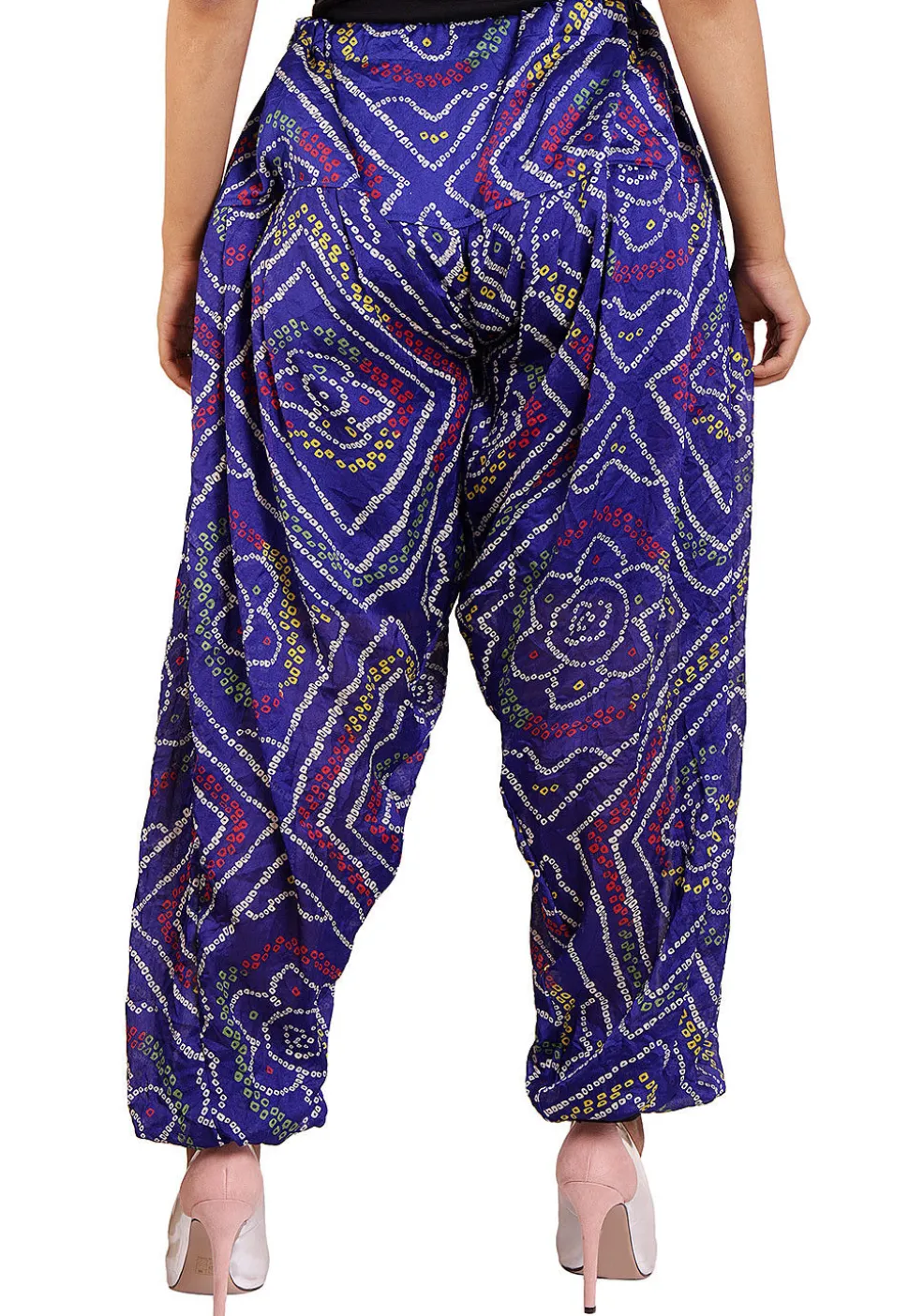 Bandhej Printed Crepe Patiala in Royal Blue