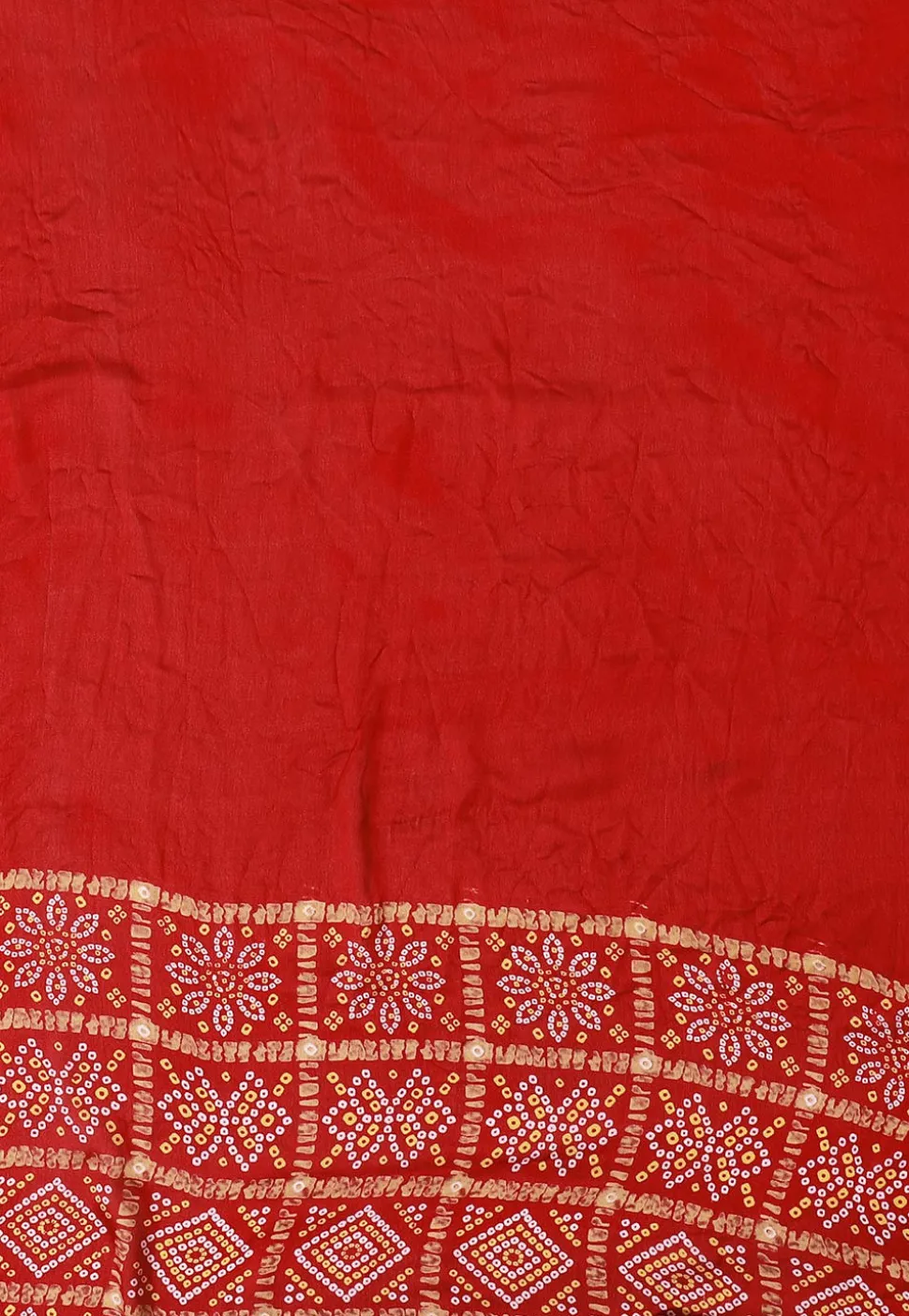 Bandhej Printed Crepe Saree in Red