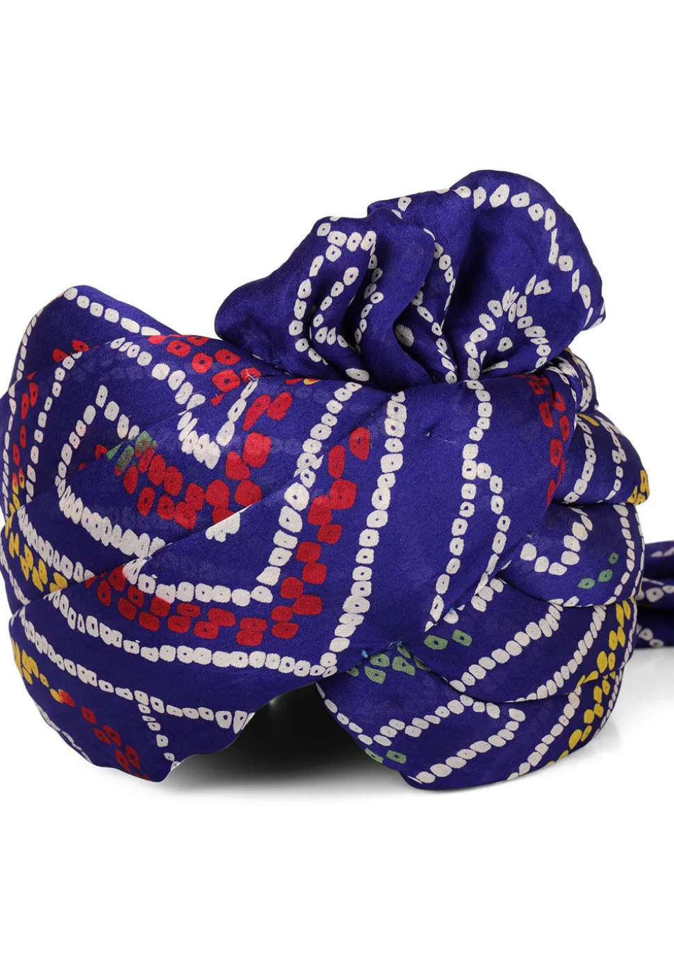 Bandhej Printed Crepe Turban in Royal Blue