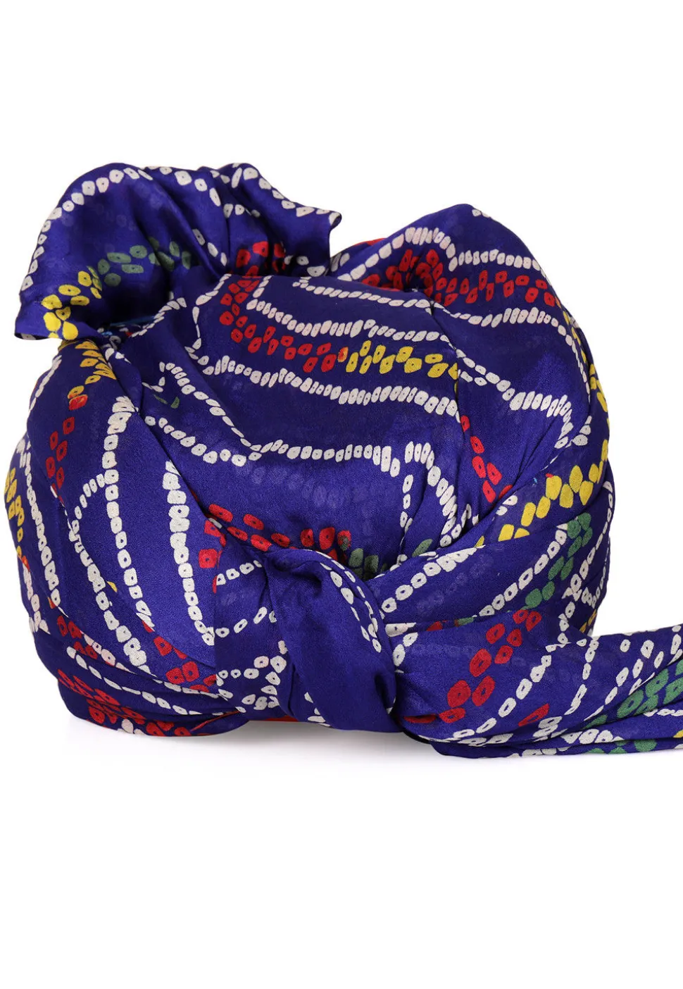 Bandhej Printed Crepe Turban in Royal Blue