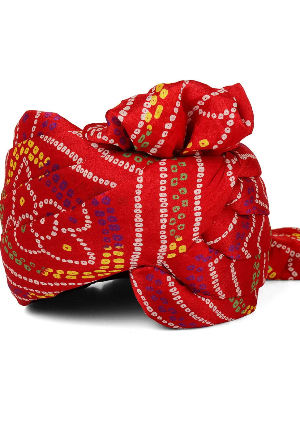 Bandhej Printed Crepe Unisex Turban in Red
