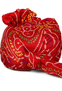 Bandhej Printed Crepe Unisex Turban in Red