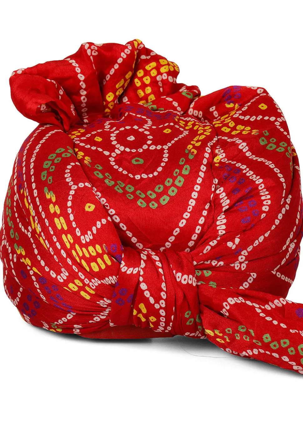 Bandhej Printed Crepe Unisex Turban in Red