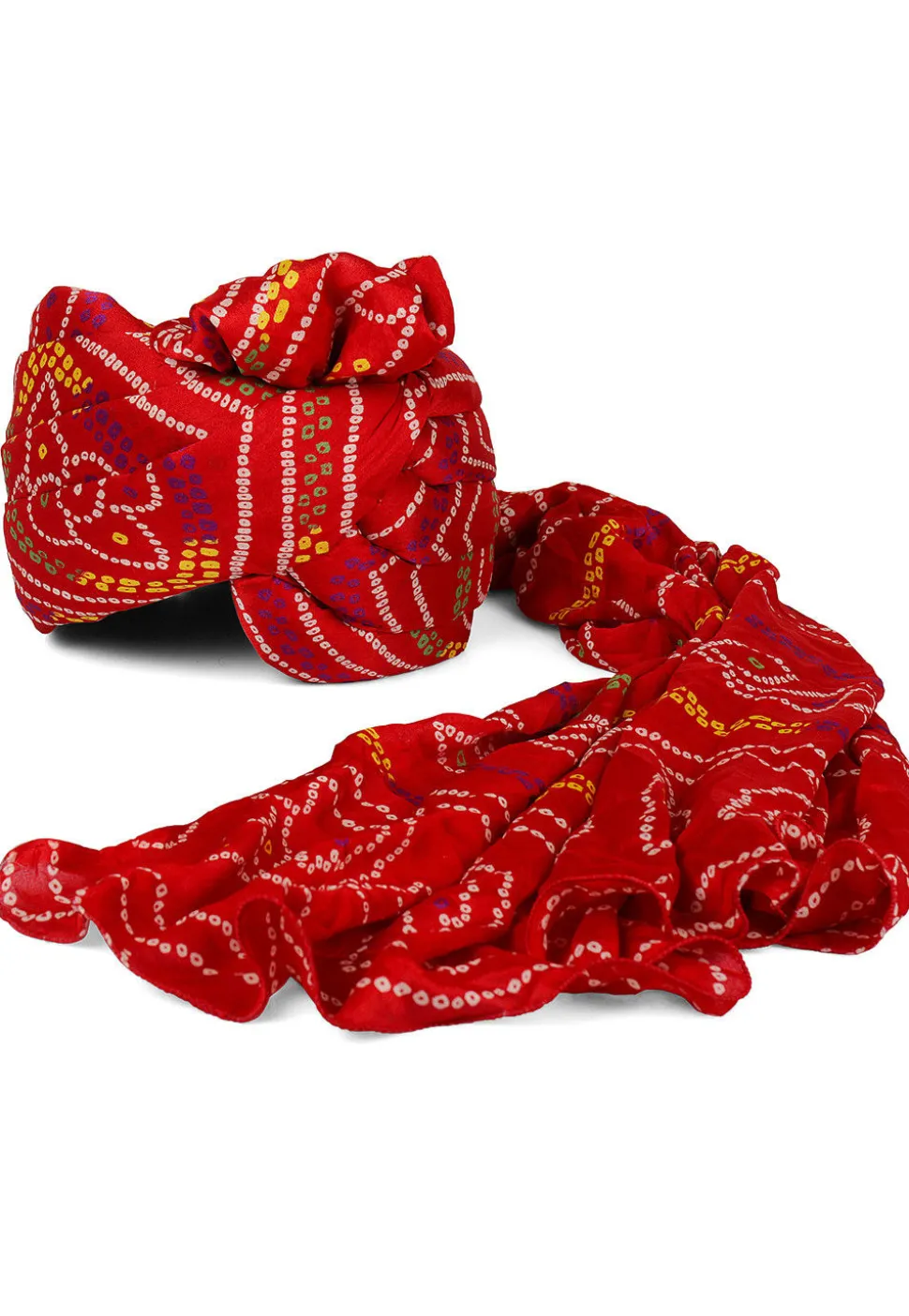 Bandhej Printed Crepe Unisex Turban in Red