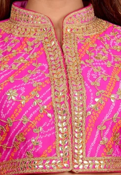 Bandhej Printed Georgette Blouse in Pink