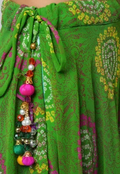 Bandhej Printed Georgette Skirt in Green