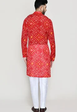 Bandhej Printed Georgette Kurta Set in Red