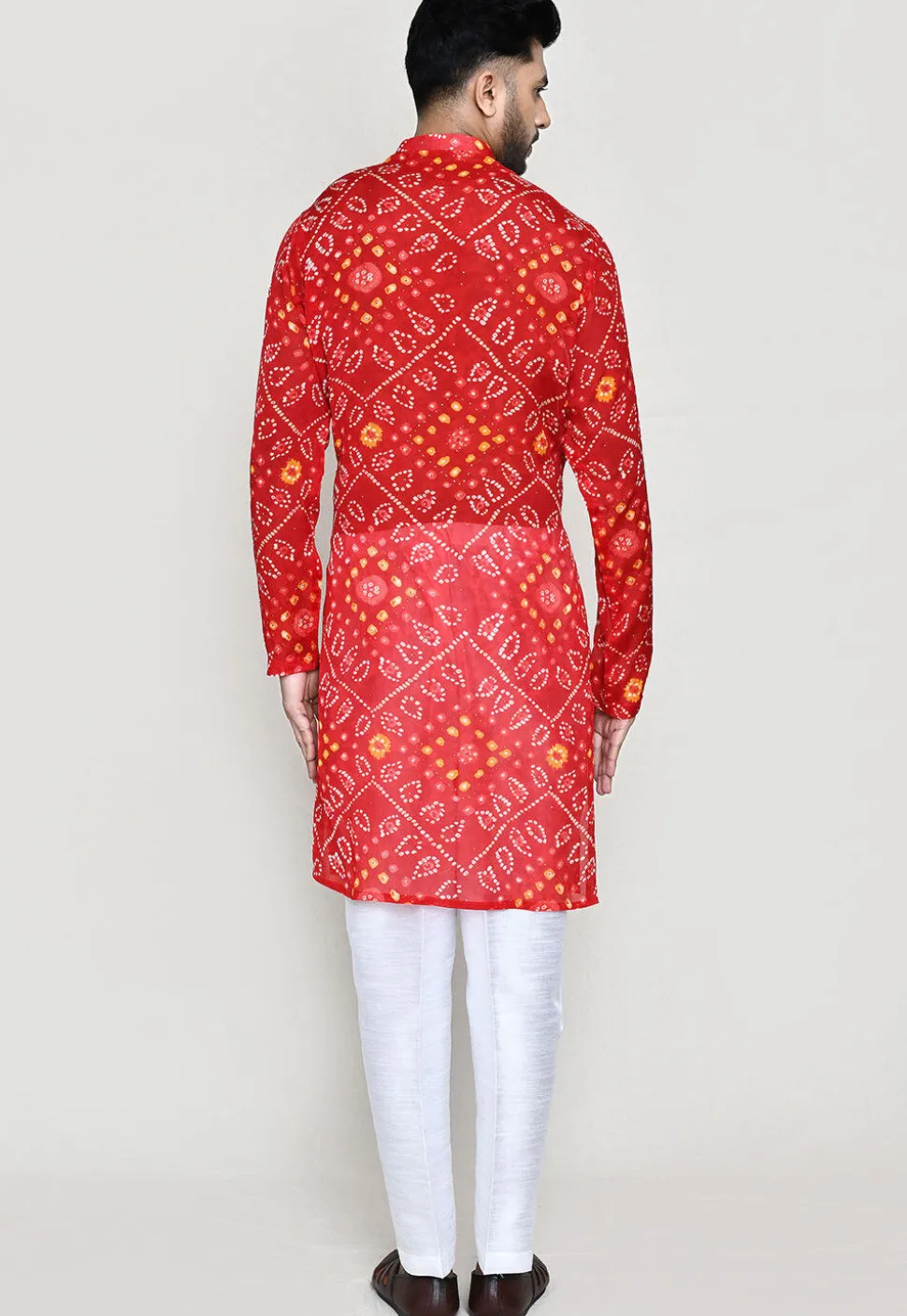 Bandhej Printed Georgette Kurta Set in Red