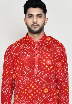 Bandhej Printed Georgette Kurta Set in Red