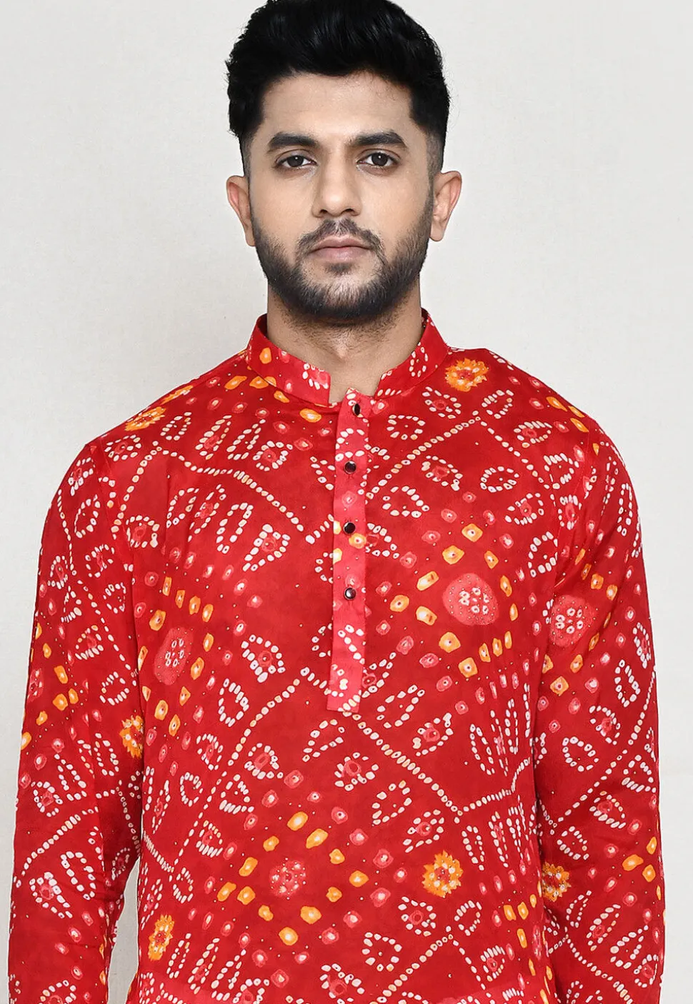 Bandhej Printed Georgette Kurta Set in Red