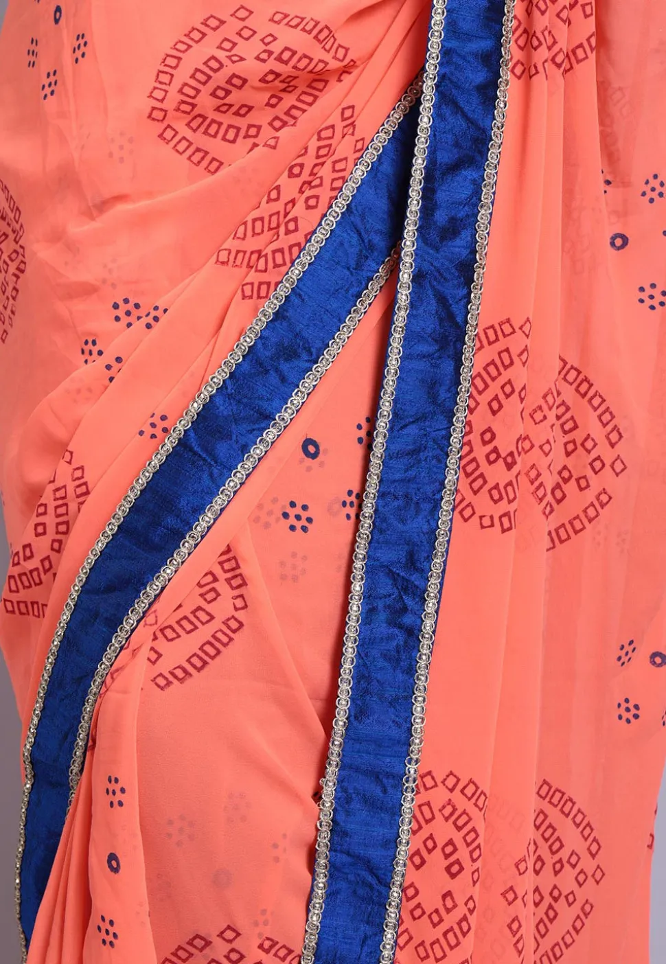 Bandhej Printed Georgette Saree in Peach
