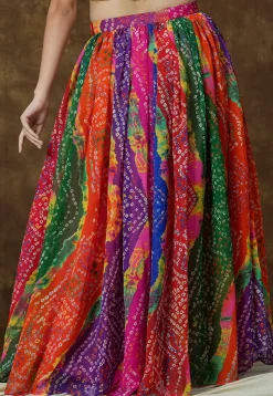 Bandhej Printed Georgette Skirt in Multicolor