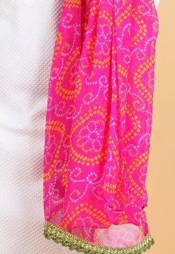 Bandhej Printed Georgette Men Dupatta in Pink